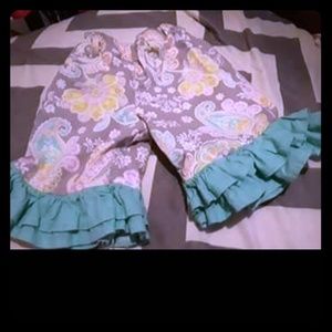 Paisley print ruffle pants